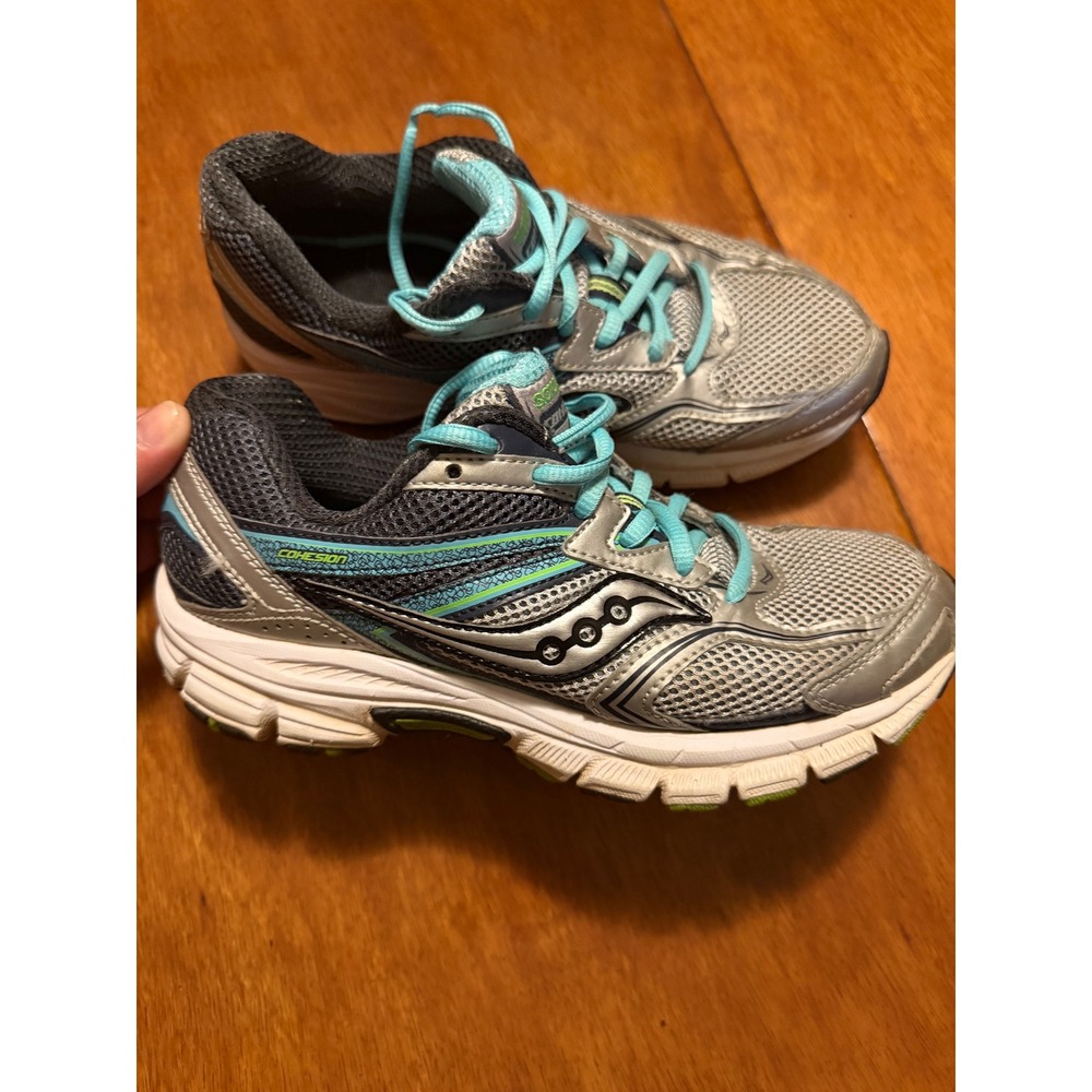 Saucony Cohesion 9 Womens Running Shoes Silver Blue S15272-5 Wide Size 6.5